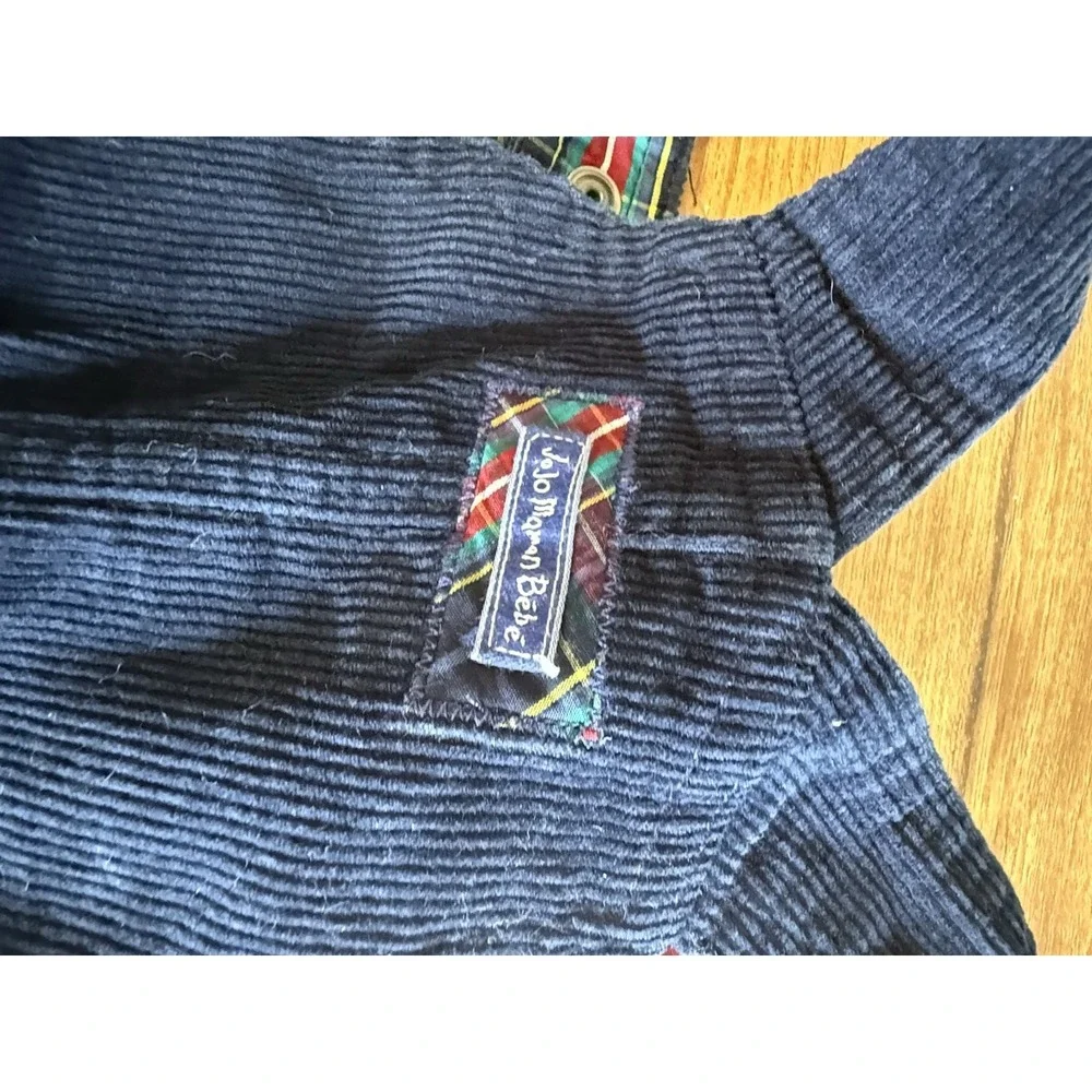 Blue Corduroy Overalls by Jojo Maman Bebe‎ Size 2/3 Years. Tartan Plaid Accents